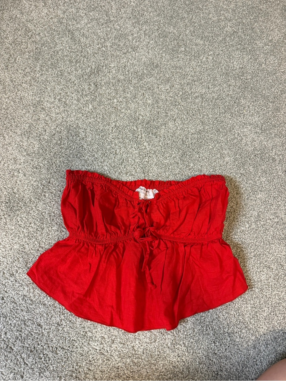 Urban Renewal Red Strapless Peplum Crop Top